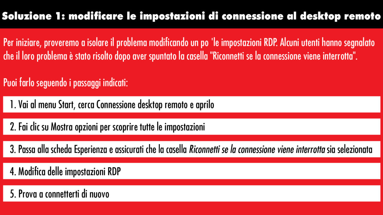 Connessione al desktop remoto soluzione